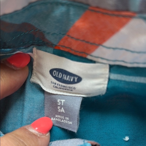 4/$20 Old Navy Kids Plaid Shirt - Blue, Orange, White, size 5T-school sale - Picture 2 of 8
